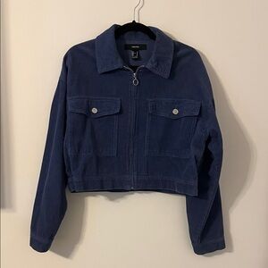 Forever 21 Women's Dark Blue Corduroy Utility Jacket